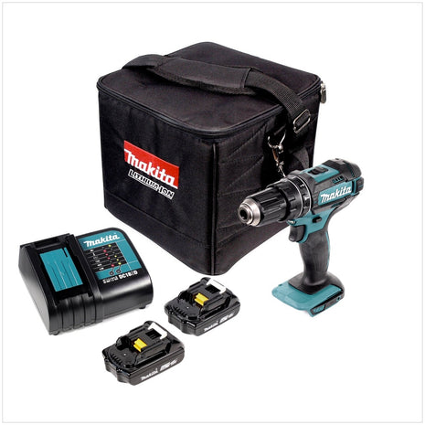 Makita DHP 482 Akku Schlagbohrschrauber 18 V 62 Nm + 2x Akku 2,0 Ah + Ladegerät + Tasche - Toolbrothers