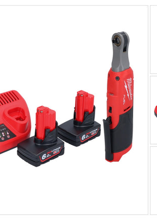 Milwaukee M12 FHIR14-602 carraca a batería 12 V 47 Nm 1/4" sin escobillas + 2x batería 6,0 Ah + cargador