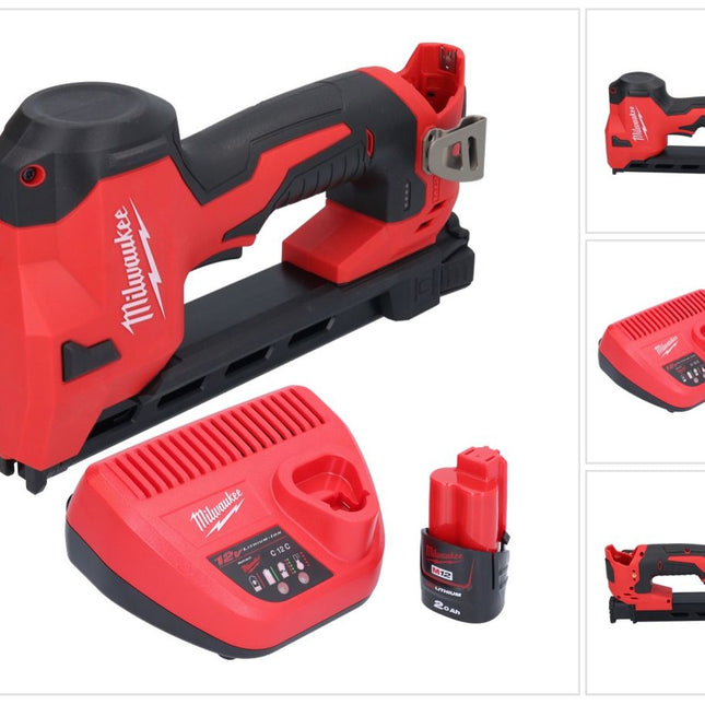 Milwaukee M12 BCST-201 Akku Tacker 12 V 19 x 25,4 mm + 1x Akku 2,0 Ah + Ladegerät