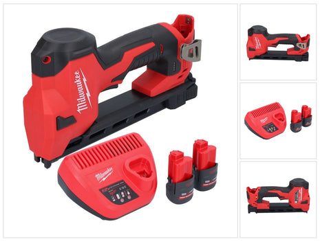 Grapadora a batería Milwaukee M12 BCST-252 12 V 19 x 25,4 mm + 2x baterías 2,5 Ah + cargador