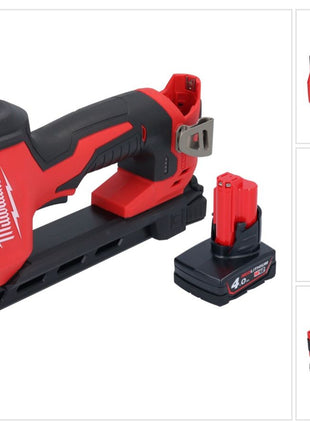 Grapadora a batería Milwaukee M12 BCST-401 12 V 19 x 25,4 mm + 1x batería 4,0 Ah - sin cargador