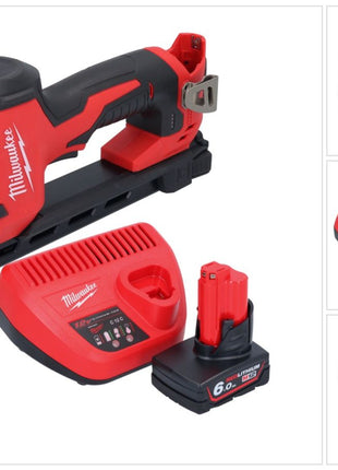 Grapadora a batería Milwaukee M12 BCST-601 12 V 19 x 25,4 mm + 1x batería 6,0 Ah + cargador