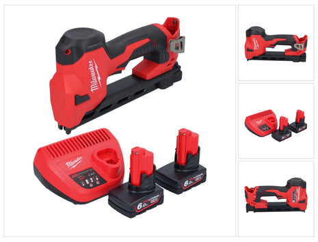 Grapadora a batería Milwaukee M12 BCST-602 12 V 19 x 25,4 mm + 2x baterías 6,0 Ah + cargador