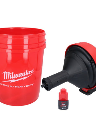 Milwaukee M12 BDC8-201C Akku Rohrreinigungsgerät 12 V + 1x Akku 2,0 Ah + Spirale + Eimer - ohne Ladegerät