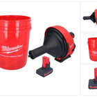 Milwaukee M12 BDC8-501C Akku Rohrreinigungsgerät 12 V + 1x Akku 5,0 Ah + Spirale + Eimer - ohne Ladegerät