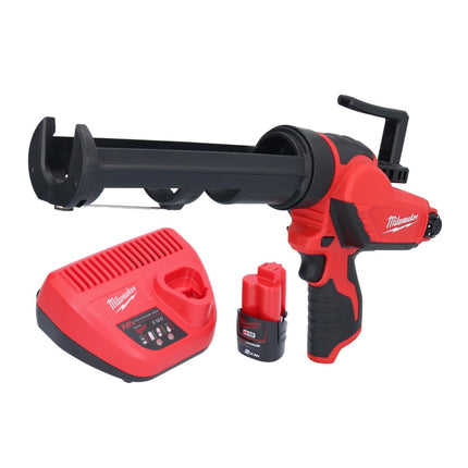 Milwaukee M12 PCG/310-201 Akku Kartuschenpresse 12 V 310 ml + 1x Akku 2,0 Ah + Ladegerät