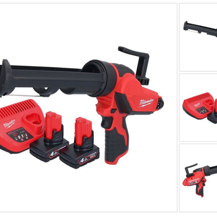 Milwaukee M12 PCG/310-402 Akku Kartuschenpresse 12 V 310 ml + 2x Akku 4,0 Ah + Ladegerät