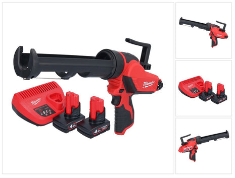 Pistola de cartuchos a batería Milwaukee M12 PCG/310-402 12 V 310 ml + 2x baterías 4,0 Ah + cargador