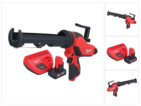 Pistola de cartuchos a batería Milwaukee M12 PCG/310-601 12 V 310 ml + 1x batería 6,0 Ah + cargador