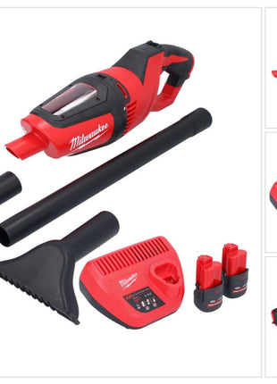 Aspirador a batería Milwaukee M12 HV-252 12 V + 2x baterías 2,5 Ah + cargador