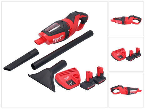 Aspirador de batería Milwaukee M12 HV-502 12 V + 2x baterías 5,0 Ah + cargador