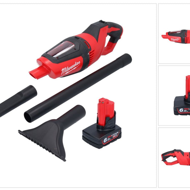 Milwaukee M12 HV-601 Akku Staubsauger 12 V + 1x Akku 6,0 Ah - ohne Ladegerät