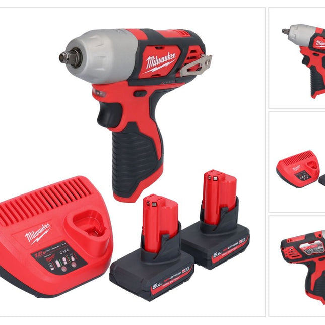 Milwaukee M12 BIW38-502 Akku Schlagschrauber 12 V 135 Nm 3/8˝ + 2x Akku 5,0 Ah + Ladegerät