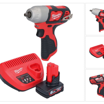 Milwaukee M12 BIW38-601 Akku Schlagschrauber 12 V 135 Nm 3/8˝ + 1x Akku 6,0 Ah + Ladegerät
