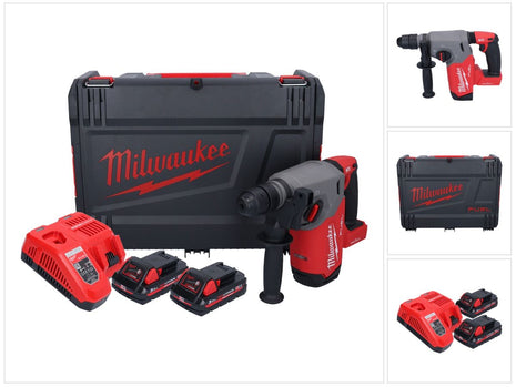 Martillo combinado a batería Milwaukee M18 ONEFHX-302X 18 V 2,5 J SDS-Plus sin escobillas + 2x baterías 3,0 Ah + cargador + caja HD