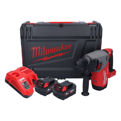 Martillo combinado a batería Milwaukee M18 ONEFHX-402X 18 V 2,5 J SDS-Plus sin escobillas + 2x batería 4,0 Ah + cargador + caja HD