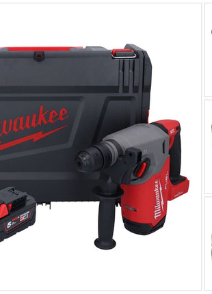 Milwaukee M18 ONEFHX-501X Martello combinato a batteria 18 V 2,5 J SDS-Plus Brushless + 1x batteria ricaricabile 5,0 Ah + scatola HD - senza caricatore