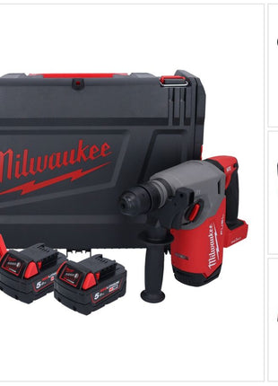 Milwaukee M18 ONEFHX-502X Martello combinato a batteria 18 V 2,5 J SDS-Plus Brushless + 2x batteria ricaricabile 5,0 Ah + caricatore + scatola HD