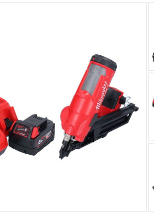 Milwaukee M18 FFN-501 Akku Nagler 18 V 50 - 90 mm Brushless + 1x Akku 5,0 Ah + Ladegerät