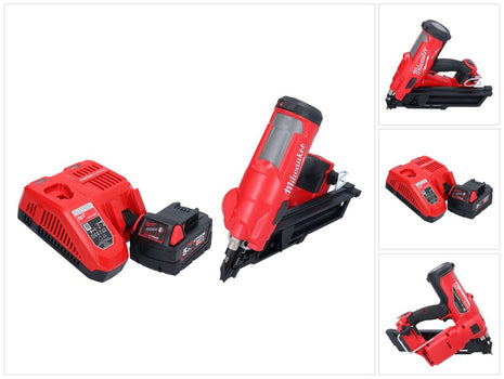 Clavadora a batería Milwaukee M18 FFN-501 18 V 50 - 90 mm sin escobillas + 1x batería 5,0 Ah + cargador