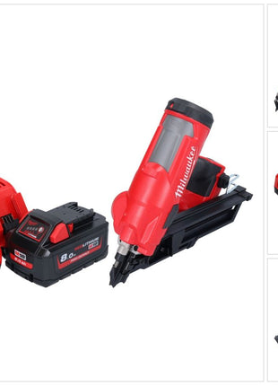 Milwaukee M18 FFN-801 Akku Nagler 18 V 50 - 90 mm Brushless + 1x Akku 8,0 Ah + Ladegerät