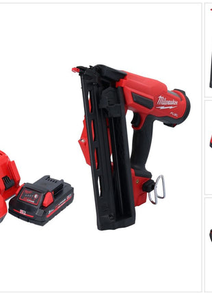 Clavadora a batería Milwaukee M18 FN16GA-301 18 V 32 - 64 mm sin escobillas + 1x batería 3,0 Ah + cargador