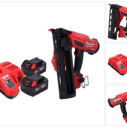Milwaukee M18 FN16GA-502 Akku Nagler 18 V 32 - 64 mm Brushless + 2x Akku 5,0 Ah + Ladegerät