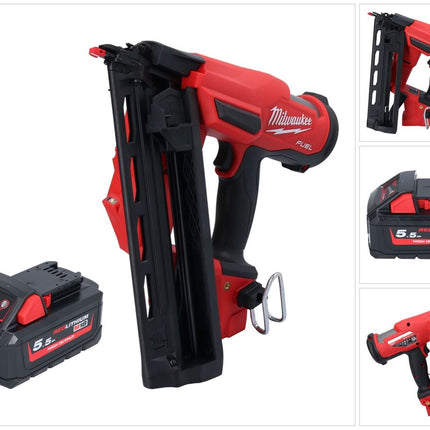 Milwaukee M18 FN16GA-551 Akku Nagler 18 V 32 - 64 mm Brushless + 1x Akku 5,5 Ah - ohne Ladegerät