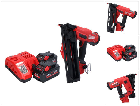 Clavadora a batería Milwaukee M18 FN16GA-802 18 V 32 - 64 mm sin escobillas + 2x baterías 8,0 Ah + cargador