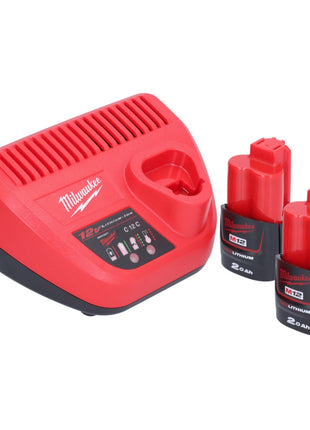 Meuleuse à pointes sur batterie Milwaukee M12 FDSS-202X 12 V 88,8 x 63,5 mm sans balais + 2x batterie 2,0 Ah + chargeur + boîtier HD