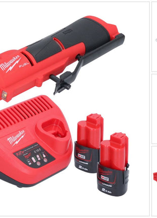 Milwaukee M12 FTB-202 desbastadora de neumáticos a batería 12 V 7/16" Hex Brushless + 2x batería 2.0 Ah + cargador