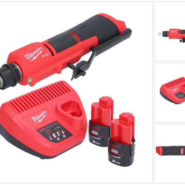 Milwaukee M12 FTB-202 Akku Reifenaufrauer 12 V 7/16" Hex Brushless + 2x Akku 2,0 Ah + Ladegerät