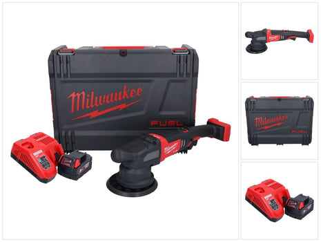 Pulidora excéntrica a batería Milwaukee M18 FROP21-501X 18 V 150 mm sin escobillas + 1x batería 5,0 Ah + cargador + caja HD