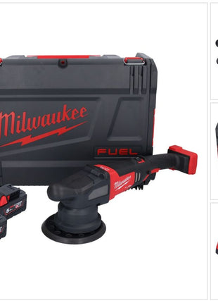 Polisseuse excentrique sur batterie Milwaukee M18 FROP21-502X 18 V 150 mm (4933478837) brushless + 2x batterie 5,0 Ah + chargeur + boîtier HD