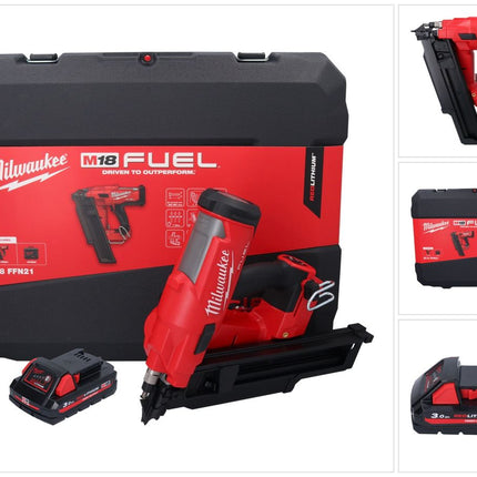 Milwaukee M18 FFN21-301C Akku Nagler 18 V 50 - 90 mm Brushless + 1x Akku 3,0 Ah + Koffer - ohne Ladegerät