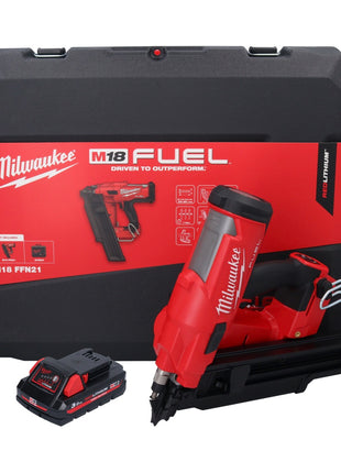 Clavadora a batería Milwaukee M18 FFN21-301C 18 V 50 - 90 mm sin escobillas + 1x batería 3.0 Ah + maletín - sin cargador