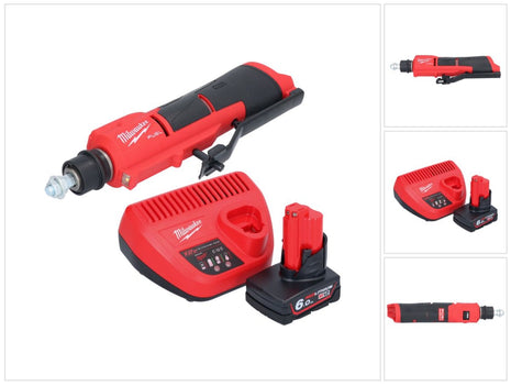 Milwaukee M12 FTB-601 Ponceuse de pneus sans fil 12 V 7/16'' Hex Brushless +1x batterie 6,0 Ah + chargeur