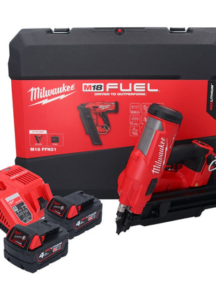 Clavadora a batería Milwaukee M18 FFN21-402C 18 V 50 - 90 mm sin escobillas + 2x baterías 4,0 Ah + cargador + maletín