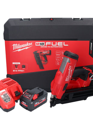 Clavadora a batería Milwaukee M18 FFN21-551C 18 V 50 - 90 mm sin escobillas + 1x batería 5,5 Ah + cargador + maletín