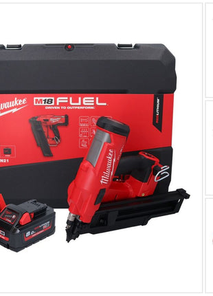 Milwaukee M18 FFN21-801C Akku Nagler 18 V 50 - 90 mm Brushless + 1x Akku 8,0 Ah + Ladegerät + Koffer