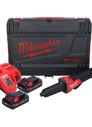 Milwaukee M18 FDGROVPDB-302X Akku Geradschleifer 18 V Brushless + 2x Akku 3,0 Ah + Ladegerät + HD Box