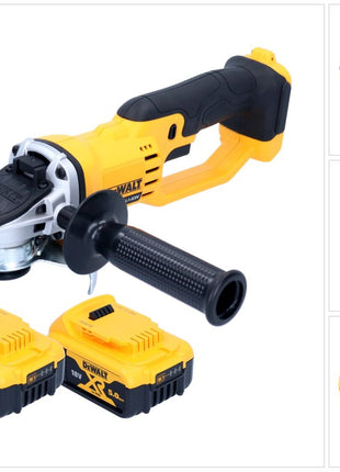 Amoladora angular a batería DeWalt DCG 412 N 18 V 125 mm + 2 baterías 5,0 Ah - sin cargador