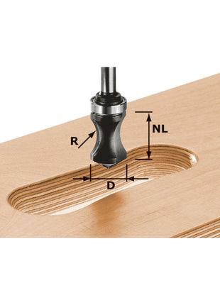 Coupe-guidon Festool HW S8 R16/NL32 19 x 19 x 68 x 16 x 8 mm (491033) pour défonceuse OF 900, OF 1000, OF 1010, OF 1010 R, OF 1400, OF 2000, OF 2200