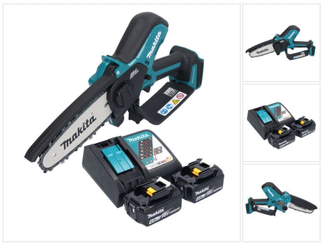 Makita DUC 150 RM201 Akku Kettensäge 18 V 15 cm Brushless + 2x Akku 4,0 Ah + Ladegerät