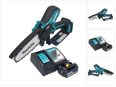 Motosierra a batería Makita DUC 150 RG01 18 V 15 cm sin escobillas + 1x batería 6,0 Ah + cargador