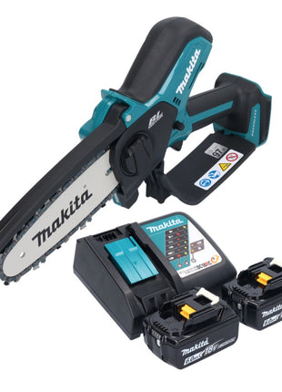 Motosierra a batería Makita DUC 150 RG201 18 V 15 cm sin escobillas + 2x baterías 6,0 Ah + cargador