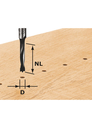 Festool HW D3/16 Dübelbohrer 3 x 16 x 55 x 8 mm ( 491065 ) für Oberfräse OF 900, OF 1000, OF 1010, OF 1010 R, OF 1400