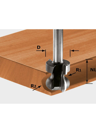 Festool HW S8 D22/16/R2,5+6 Griffleistenfräser 22 x 16 x 59 x 8 mm ( 491140 ) für Oberfräse OF 900, OF 1000, OF 1010, OF 1010 R, OF 1400, OF 2000, OF 2200