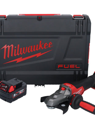 Amoladora angular de cabeza plana a batería Milwaukee M18 FSAGF125XPDB-501X 18 V 125 mm sin escobillas + 1x batería 5,0 Ah + caja HD - sin cargador