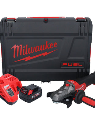 Amoladora angular de cabeza plana a batería Milwaukee M18 FSAGF125XPDB-501X 18 V 125 mm sin escobillas + 1x batería 5,0 Ah + cargador + caja HD